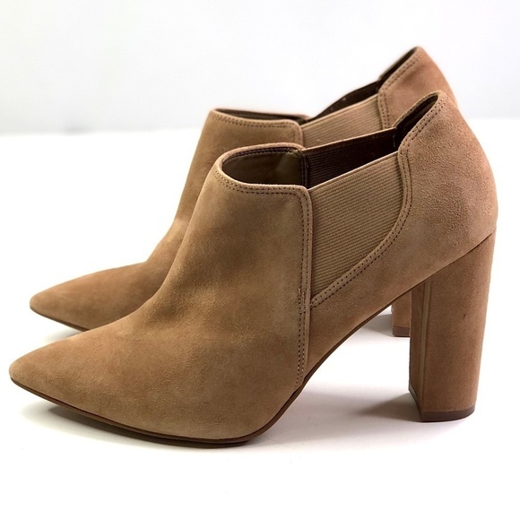 Marc Fisher Hydra pointy toe ankle boots block heel camel suede 8.5 - Picture 4 of 10